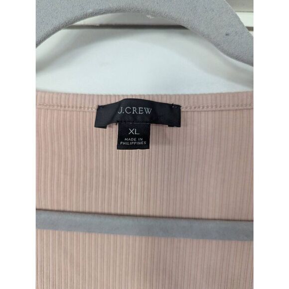 J.‎ Crew Ribbed stretch-cotton square neck T-Shirt women's size XL tan basics - Picture 3 of 6